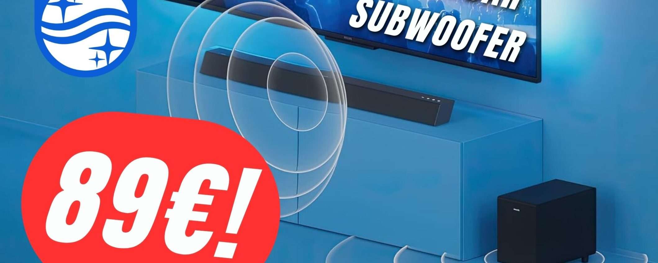 La combo Soundbar+Subwoofer Philips a 89€ è FOLLIA!
