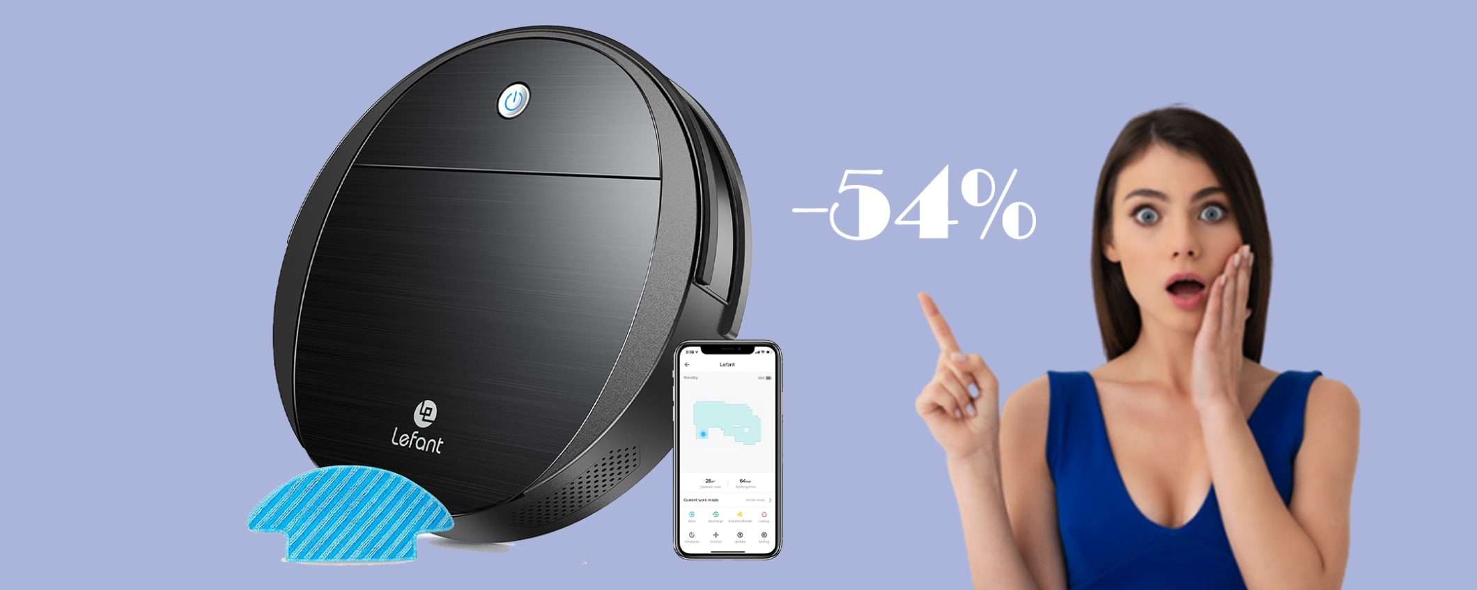 Robot aspira e lava con Alexa/Google in sconto SUPER del 54% Robot aspira e lava con Alexa/Google in sconto SUPER del 54%
