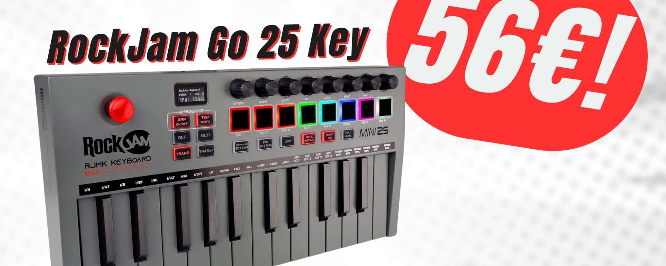 Produci la tua Musica ovunque con RockJam Go 25 Key (al 43% in MENO!) Produci la tua Musica ovunque con RockJam Go 25 Key (al 43% in MENO!)