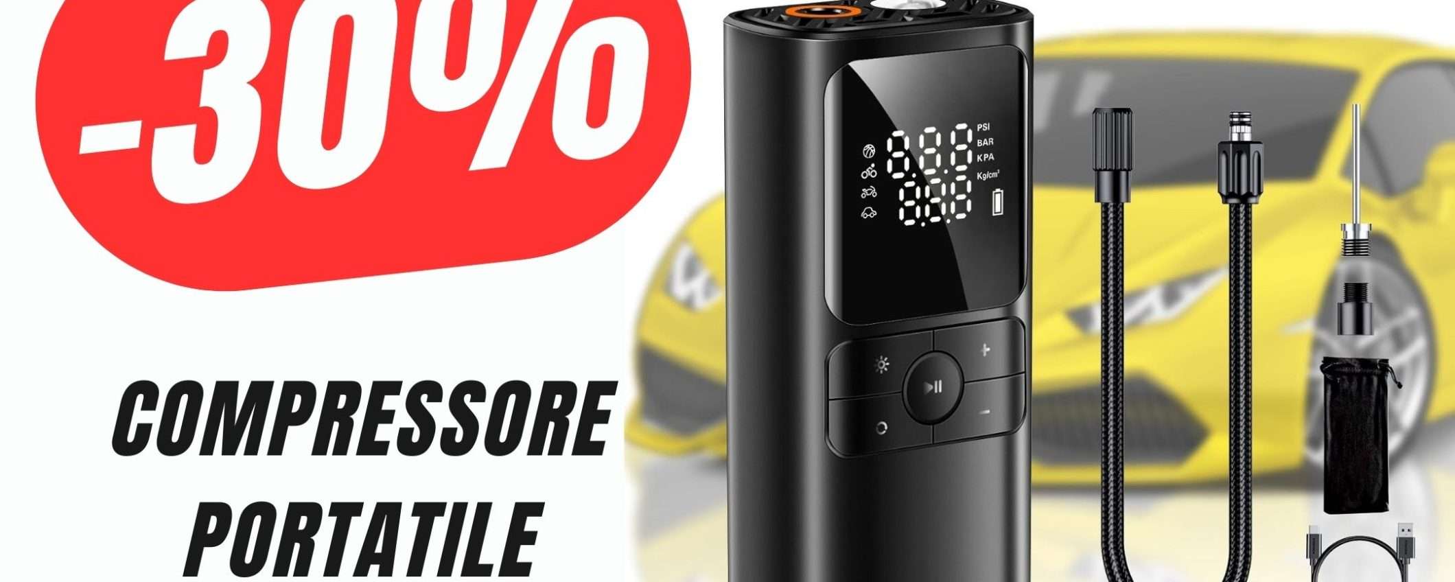 Risparmia il 30% sul Compressore Portatile col COUPON Risparmia il 30% sul Compressore Portatile col COUPON
