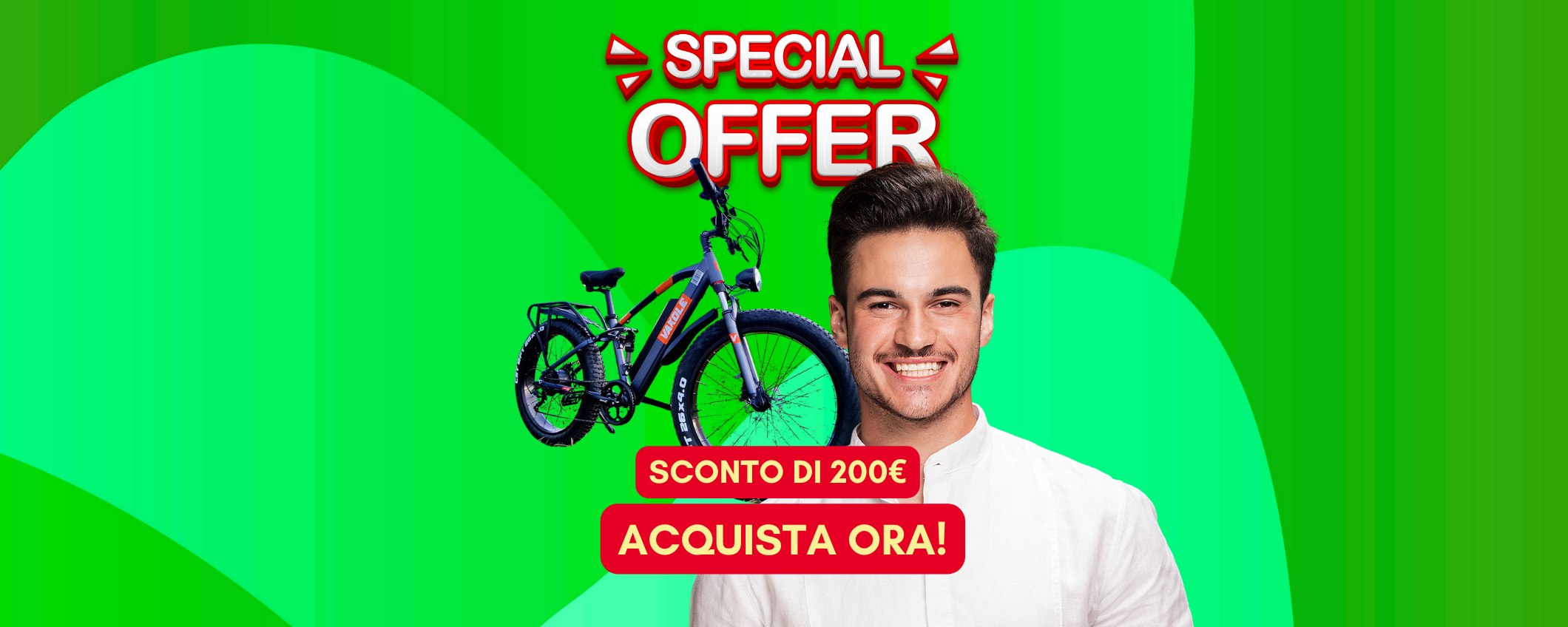 Bicicletta elettrica Fat Bike Vakole in sconto di 200€