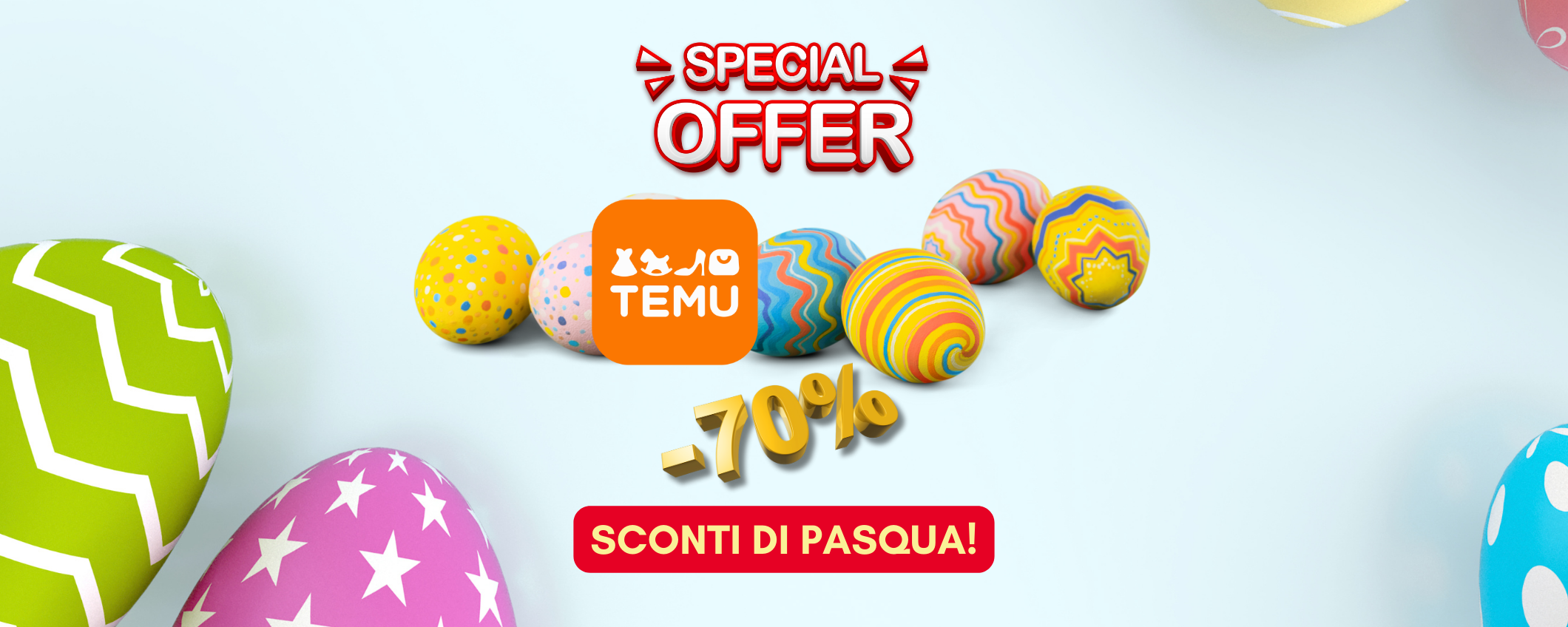 Sconti di Pasqua su Temu: sconti fino al 70% Sconti di Pasqua su Temu: sconti fino al 70%