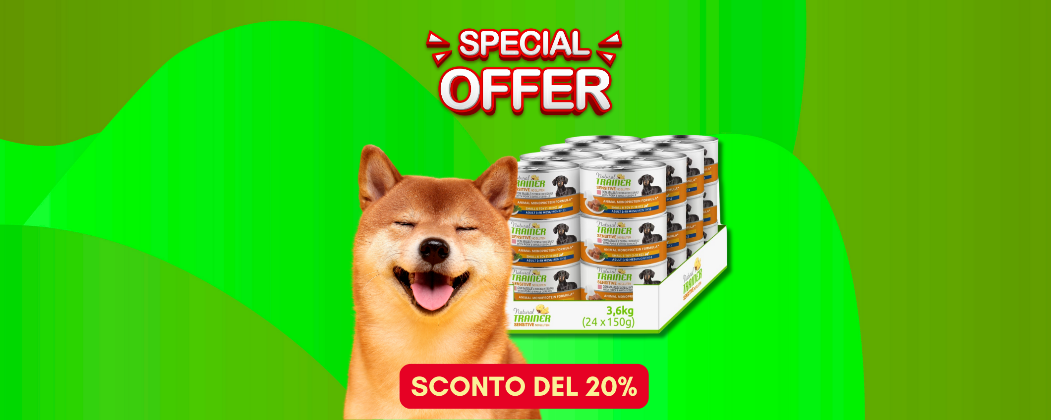 24 scatolette per cani Natural Trainer in sconto del 20% 24 scatolette per cani Natural Trainer in sconto del 20%