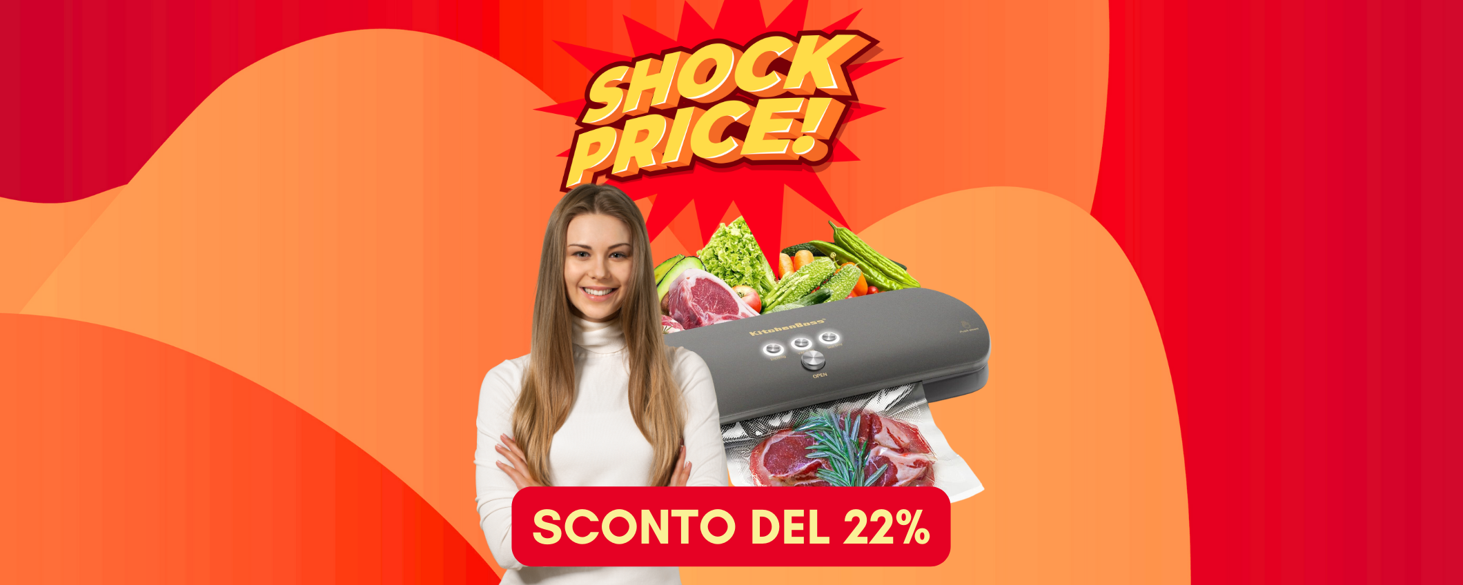 Sottovuoto KitchenBoss per alimenti in sconto SHOCK del 22% Sottovuoto KitchenBoss per alimenti in sconto SHOCK del 22%