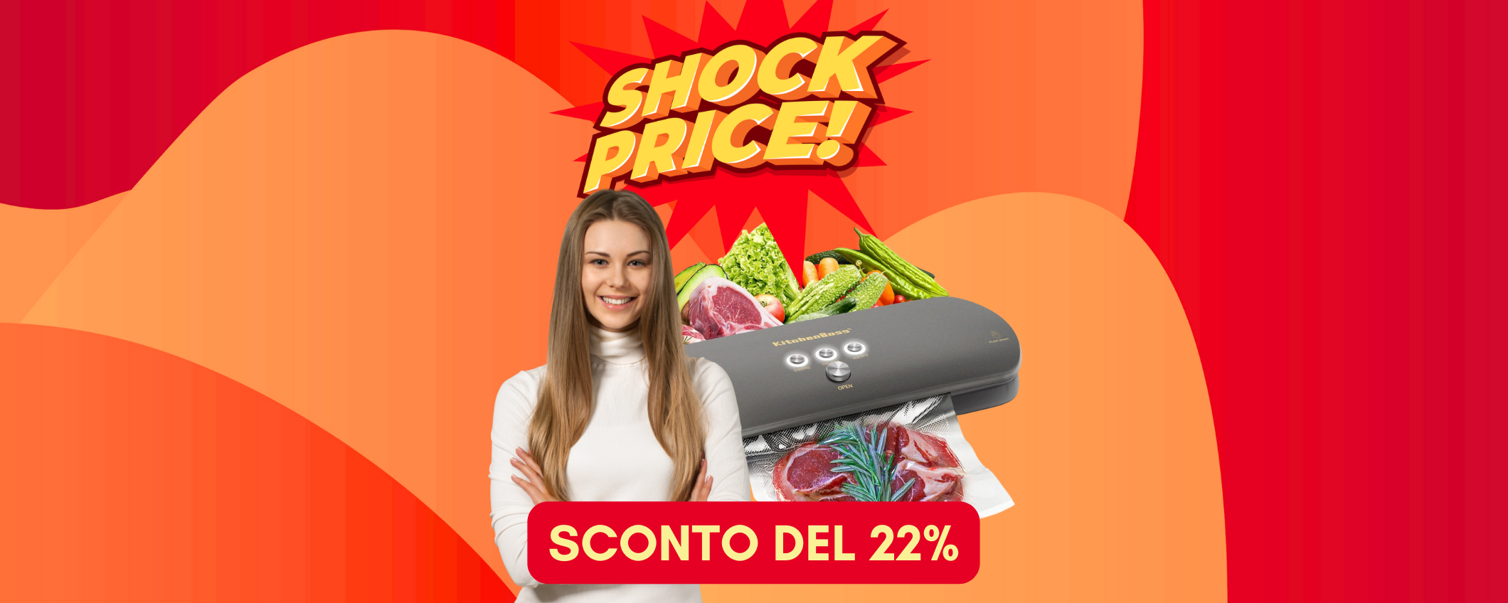 Sottovuoto KitchenBoss per alimenti in sconto SHOCK del 22%