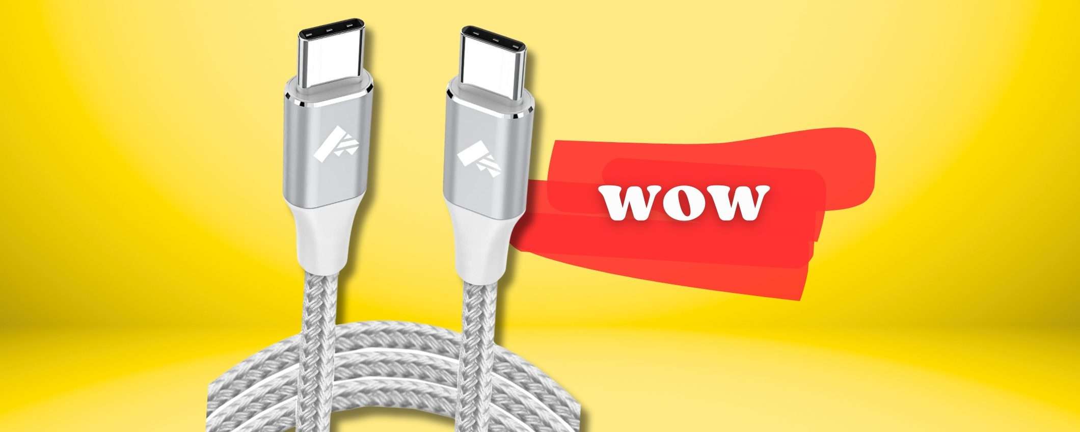 Cavo USB C a soli 4€, economico ma ROBUSTO e lungo 2 metri (60W) Cavo USB C a soli 4€, economico ma ROBUSTO e lungo 2 metri (60W)