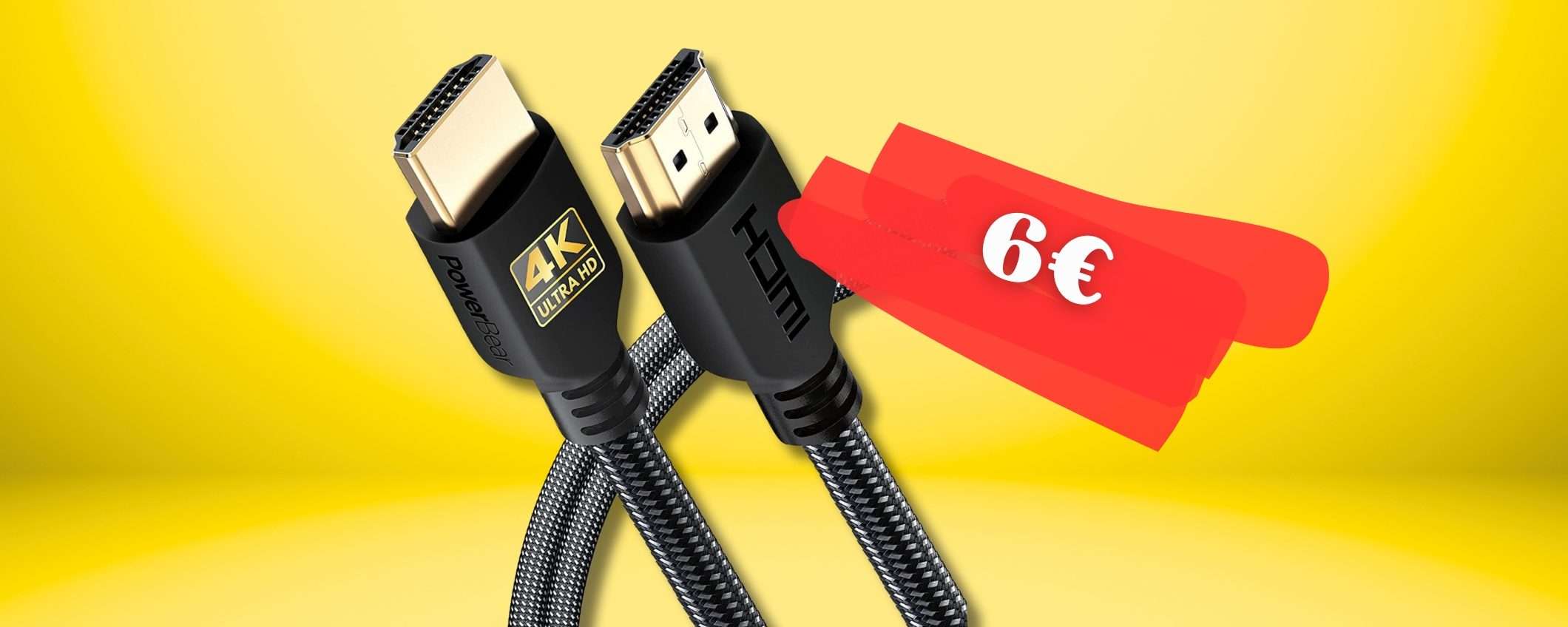 Cavo HDMI 4K lungo 2m per qualità FAVOLA: robusto e resistente a 6€