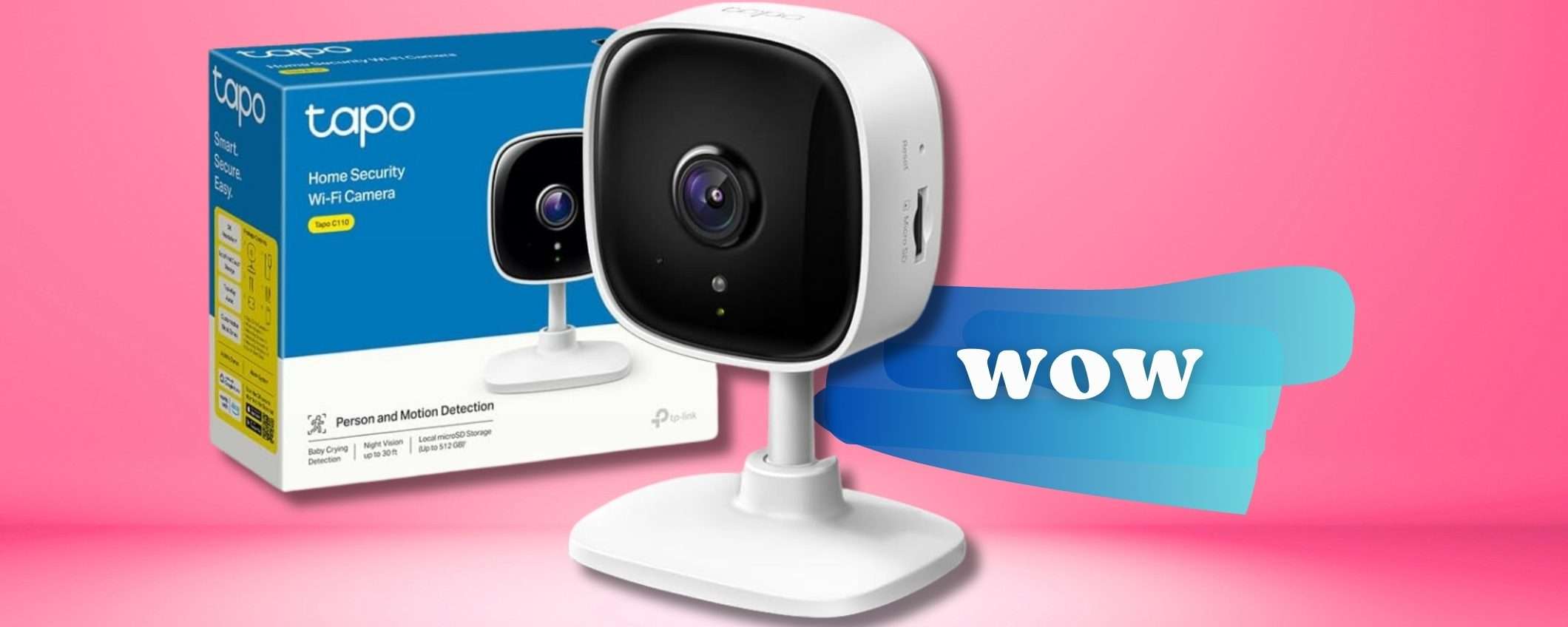 TECNOLOGICA telecamera di sicurezza WiFi con risoluzione 2K (25€)