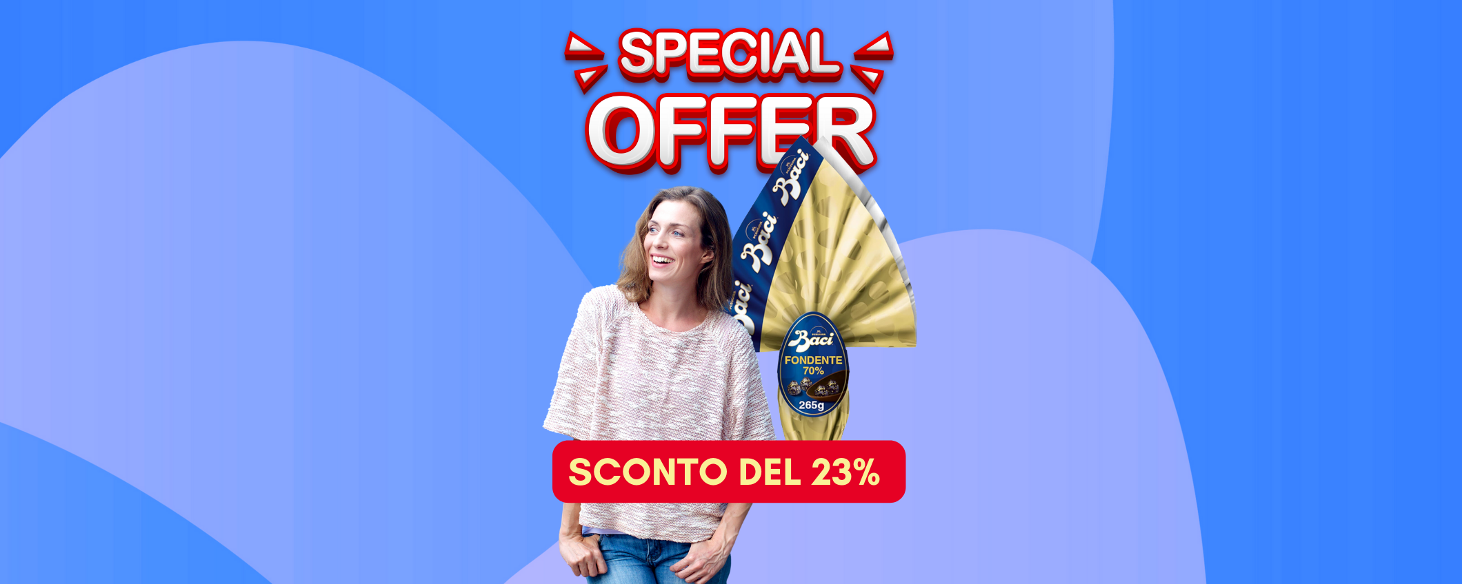 Uovo di Pasqua Baci Perugina fondente al 70%, in sconto del 23% Uovo di Pasqua Baci Perugina fondente al 70%, in sconto del 23%