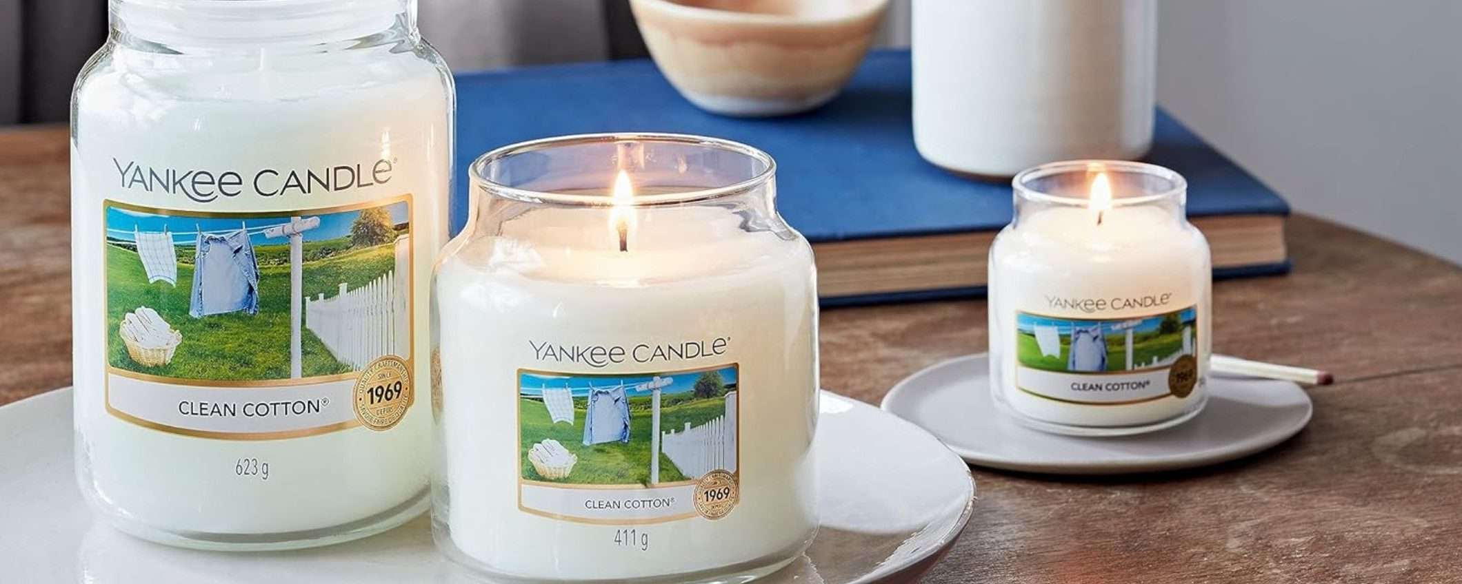 Candela profumata in giara Yankee Candle: profumo di cotone in SCONTO (-35%)