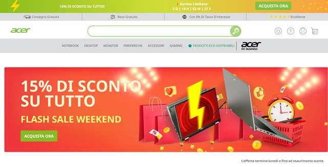 acer store 15 per cento di sconto