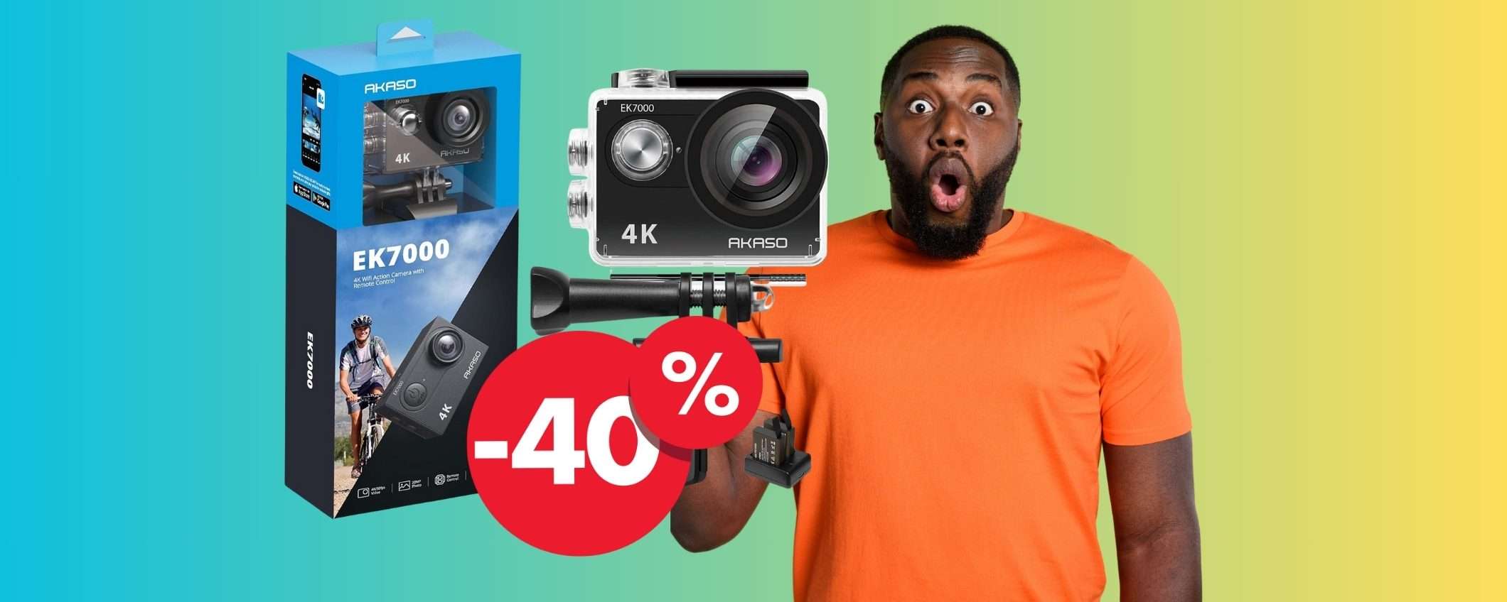 Action Cam 4K con microSD da 64GB a un PREZZO FOLLE (-40%)