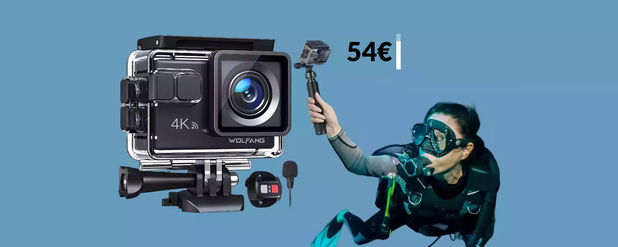 Action cam 4K a soli 54€ col COUPON: foto e video STRABILIANTI