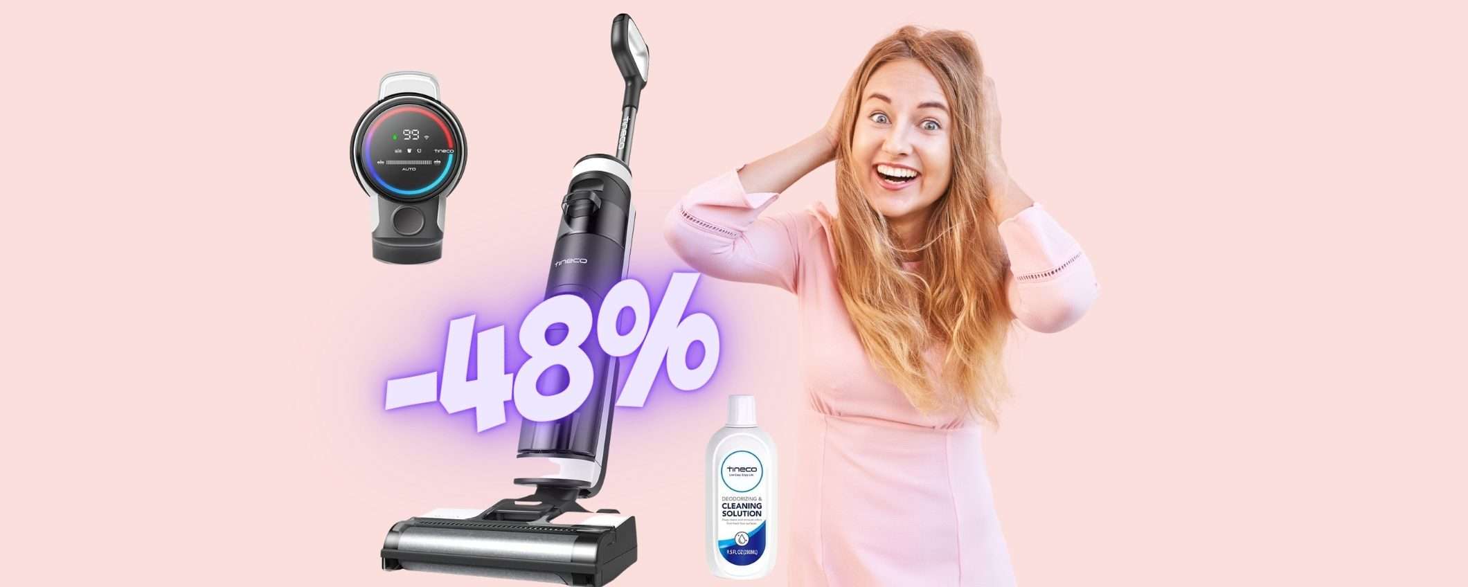 Aspirapolvere e lavapavimenti senza fili Tineco Floore One S3 al 48% Aspirapolvere e lavapavimenti senza fili Tineco Floore One S3 al 48%