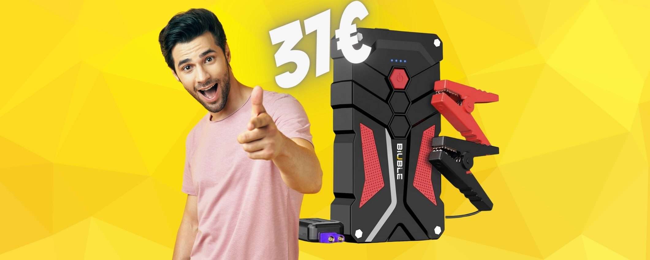 Avviatore di emergenza portatile + powerbank e torcia, SOLO 37€