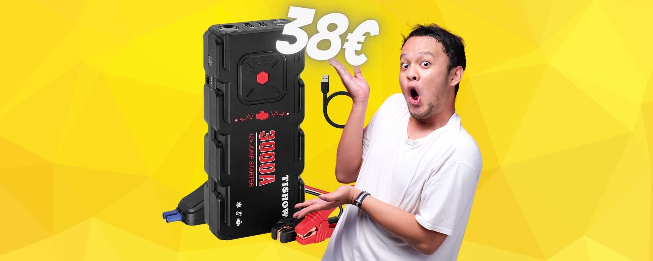 Avviatore di emergenza, powerbank e torcia: 3 in 1 a 38€ su Amazon Avviatore di emergenza, powerbank e torcia: 3 in 1 a 38€ su Amazon