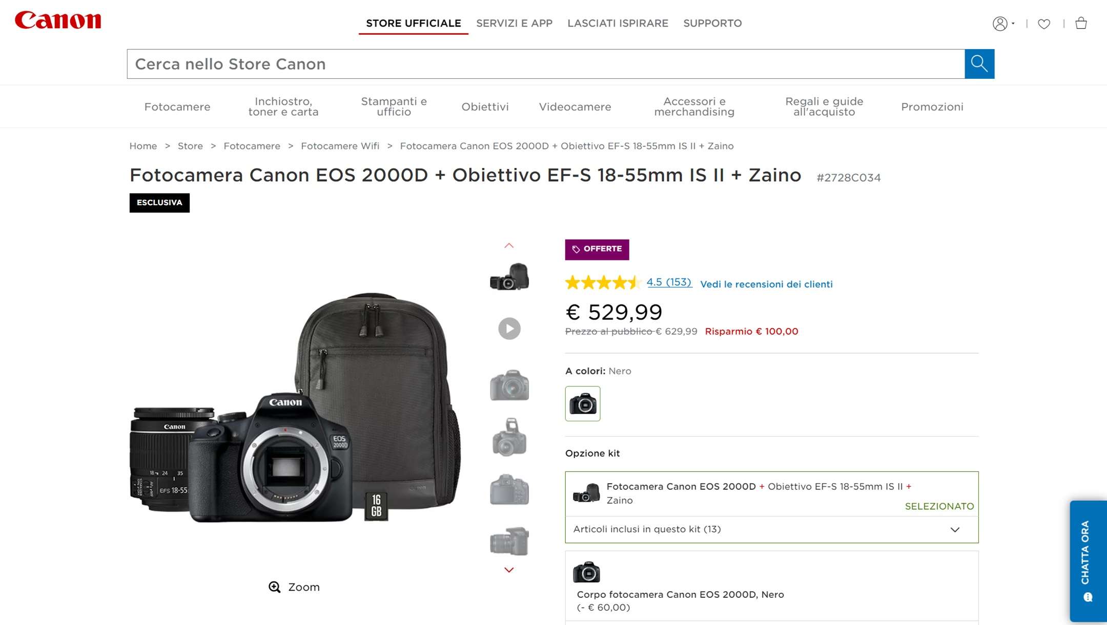 canon eos 2000d 529 euro store