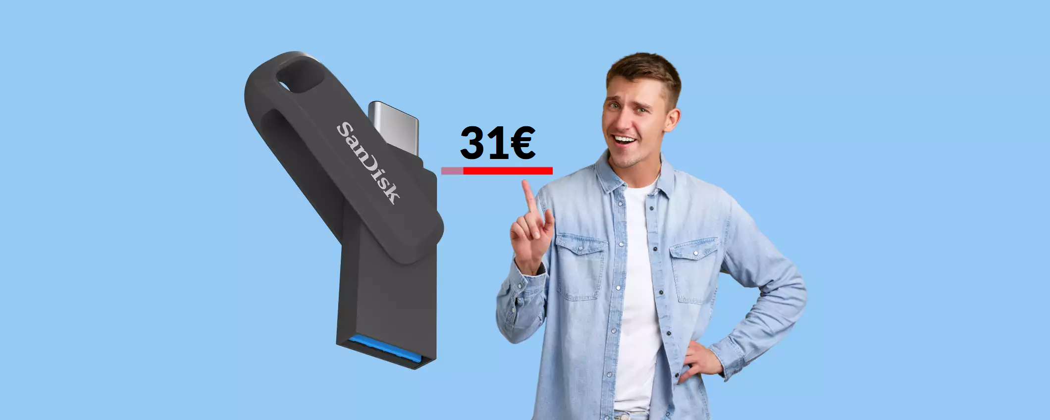 Chiavetta USB 2-in-1 256GB: va alla grande con pc e smartphone