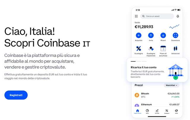 coinbase home page