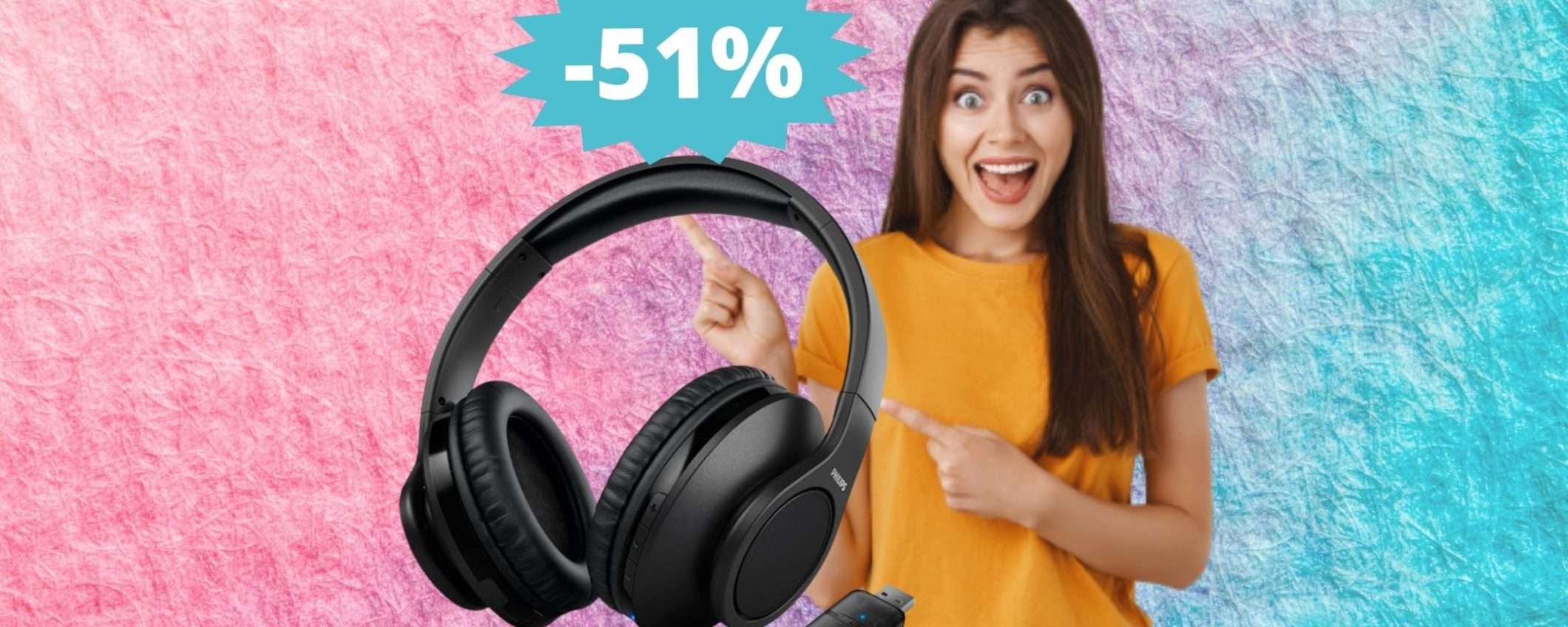 Cuffie per TV Philips: sconto FOLLE del 51% su Amazon Cuffie per TV Philips: sconto FOLLE del 51% su Amazon