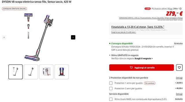 dyson v8 279 euro mediaworld