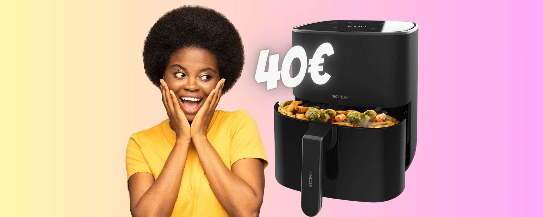 Friggitrice ad aria da 5,5 Litri, 8 modalità e accessori tua a 40€