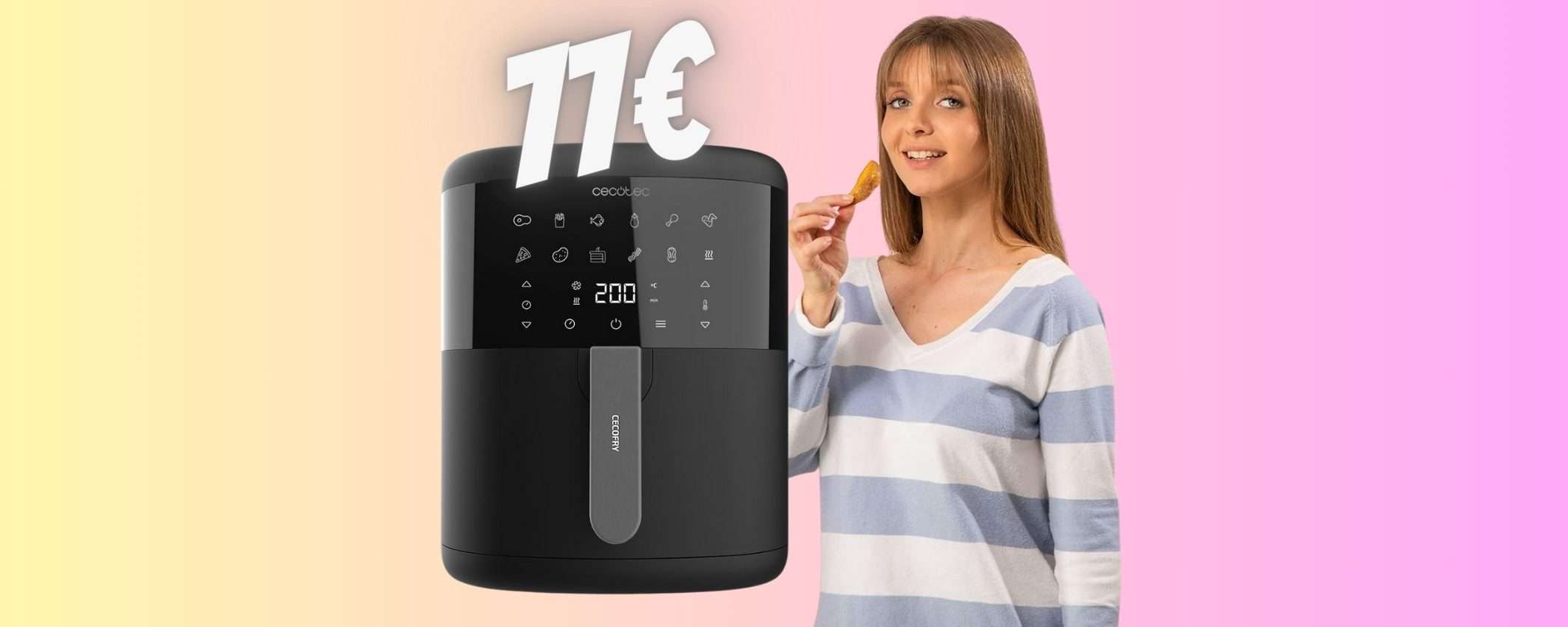 Friggitrice ad aria da 6 Litri, con 12 modalità e timer, tua a 77€