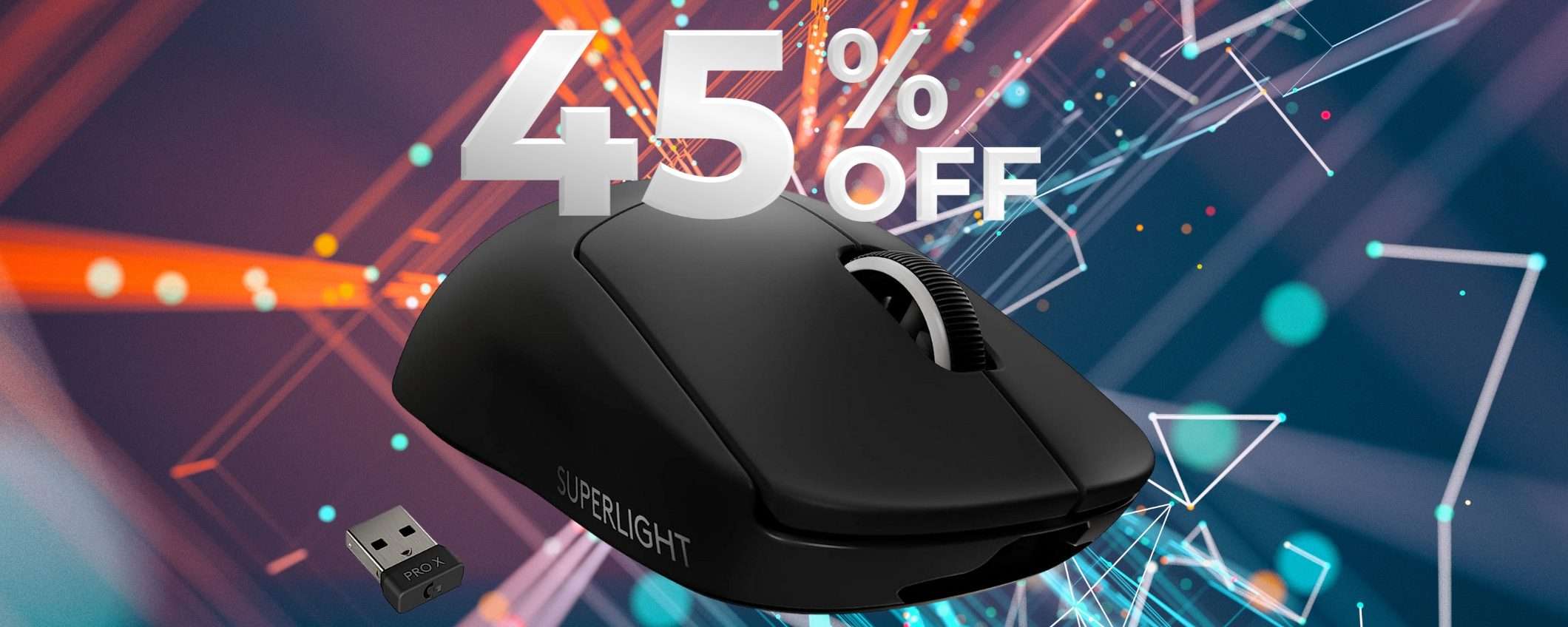 Logitech G PRO X SUPERLIGHT: mouse wireless SPAZIALE in SCONTO al 45%