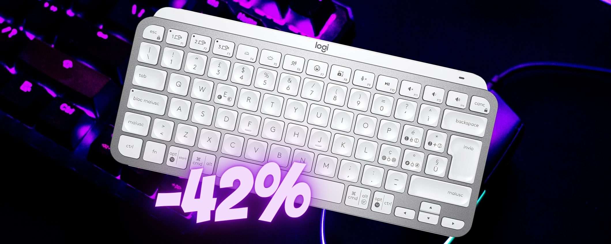 Logitech MX Keys Mini: EPICA tastiera compatta in SUPER SCONTO al 42%