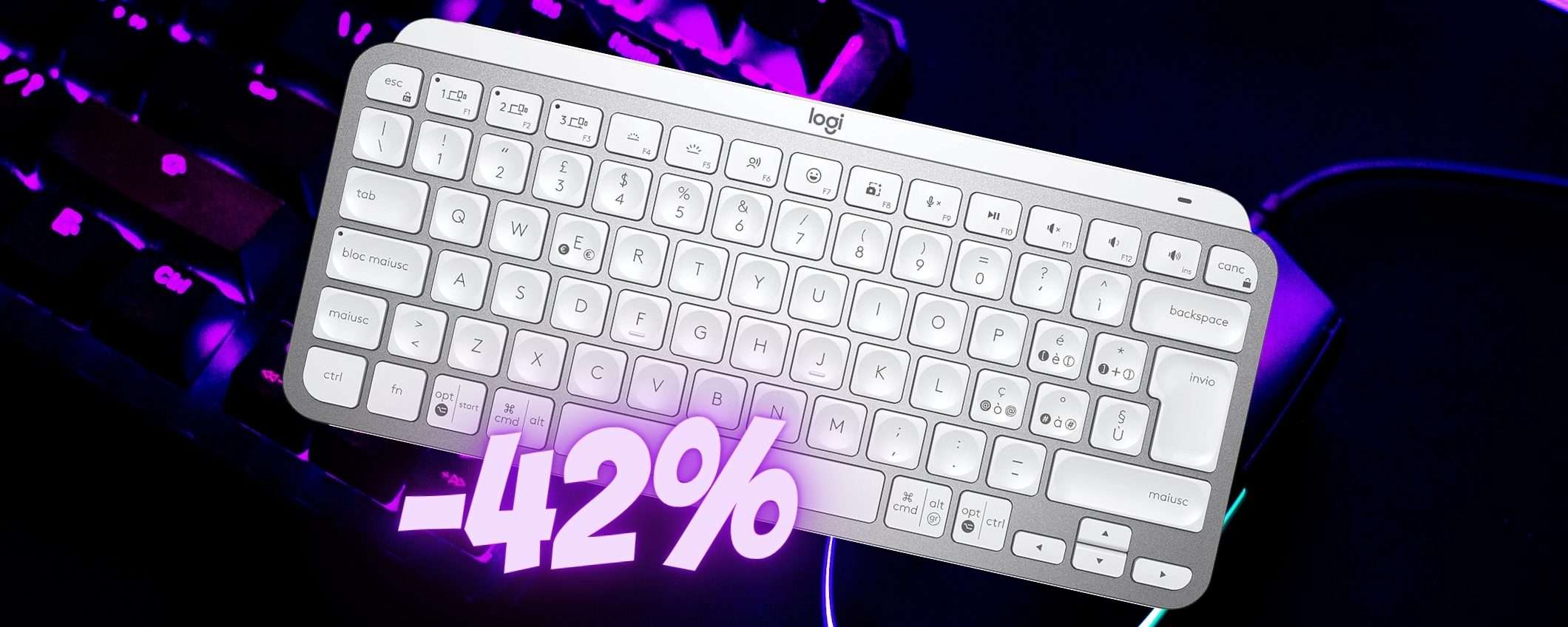 Logitech MX Keys Mini: EPICA tastiera compatta in SUPER SCONTO al 42% Logitech MX Keys Mini: EPICA tastiera compatta in SUPER SCONTO al 42%