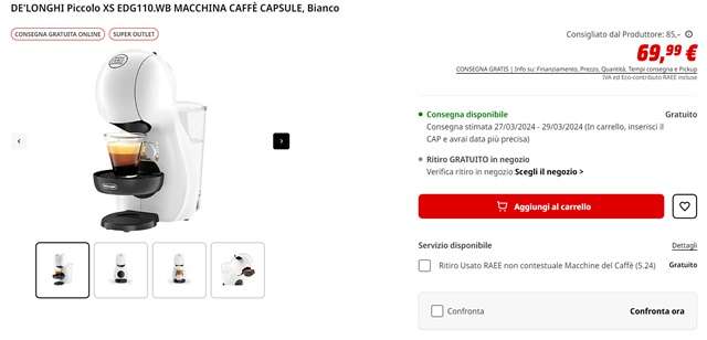 macchina da caffè piccolo xs 69 euro mediaworld