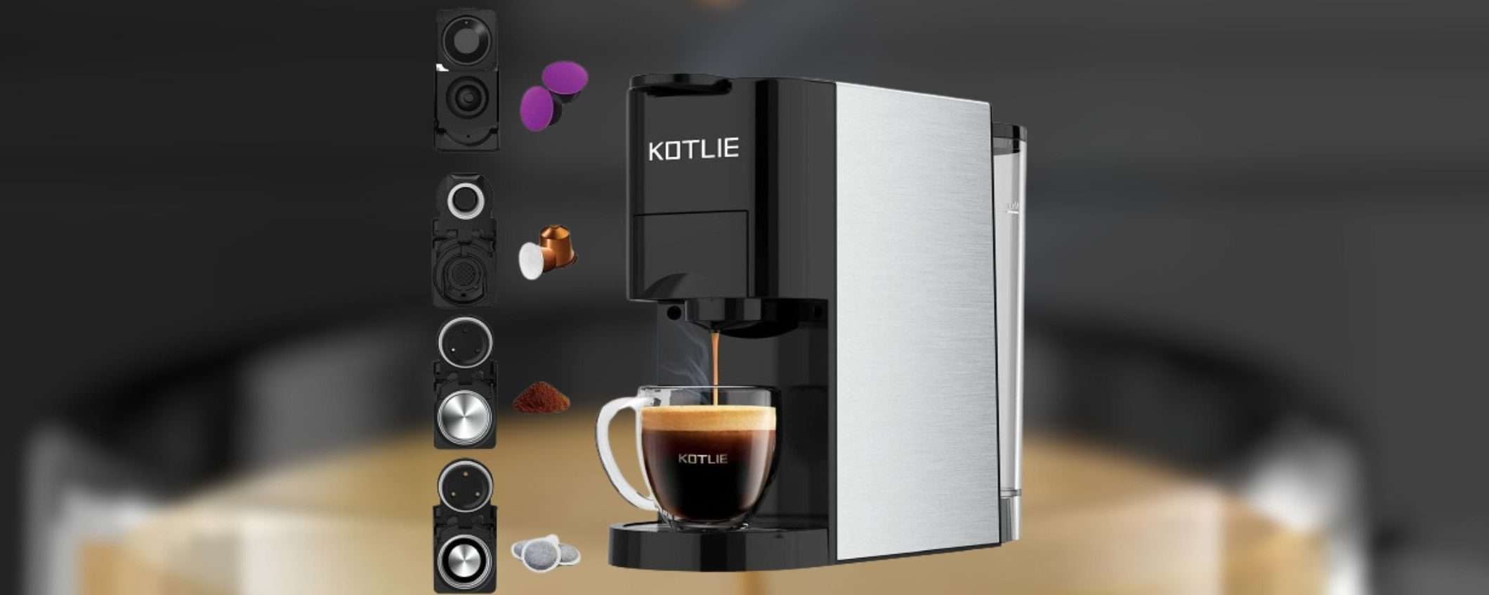 Macchina da caffè 4 in 1 a 99€: Nespresso, Dolce Gusto, polvere e cialde