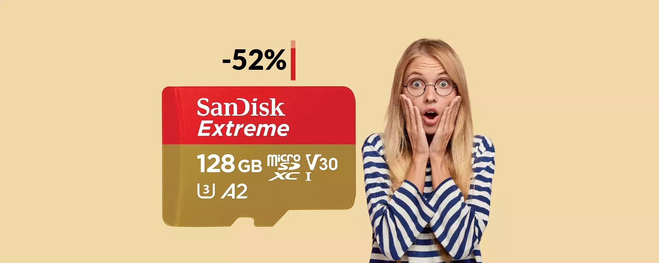 MicroSD SanDisk 128GB a meno di METÀ prezzo: già tua con 22€