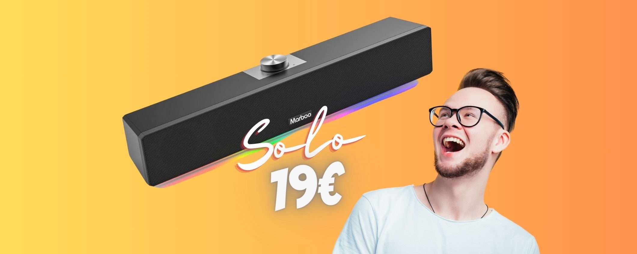 Mini Soundbar Bluetooth per PC con illuminazione RGB a SOLI 19€ Mini Soundbar Bluetooth per PC con illuminazione RGB a SOLI 19€