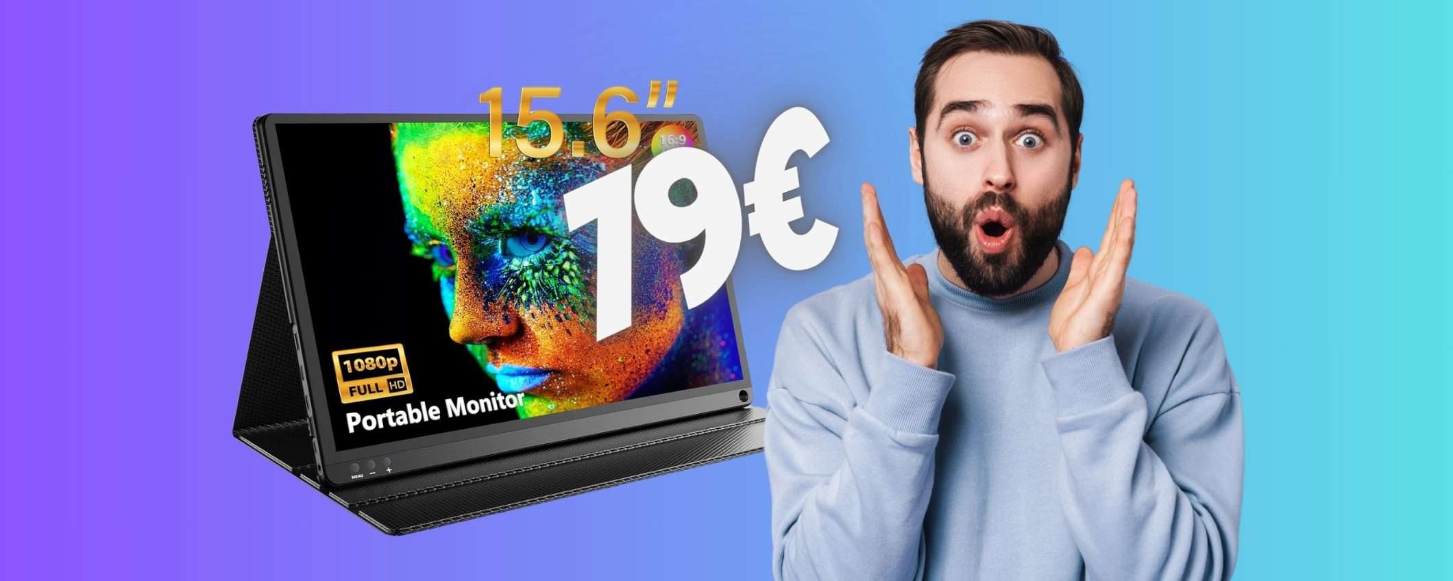 Monitor portatile da 15,6 pollici FHD a PREZZO RIDICOLO (79€)