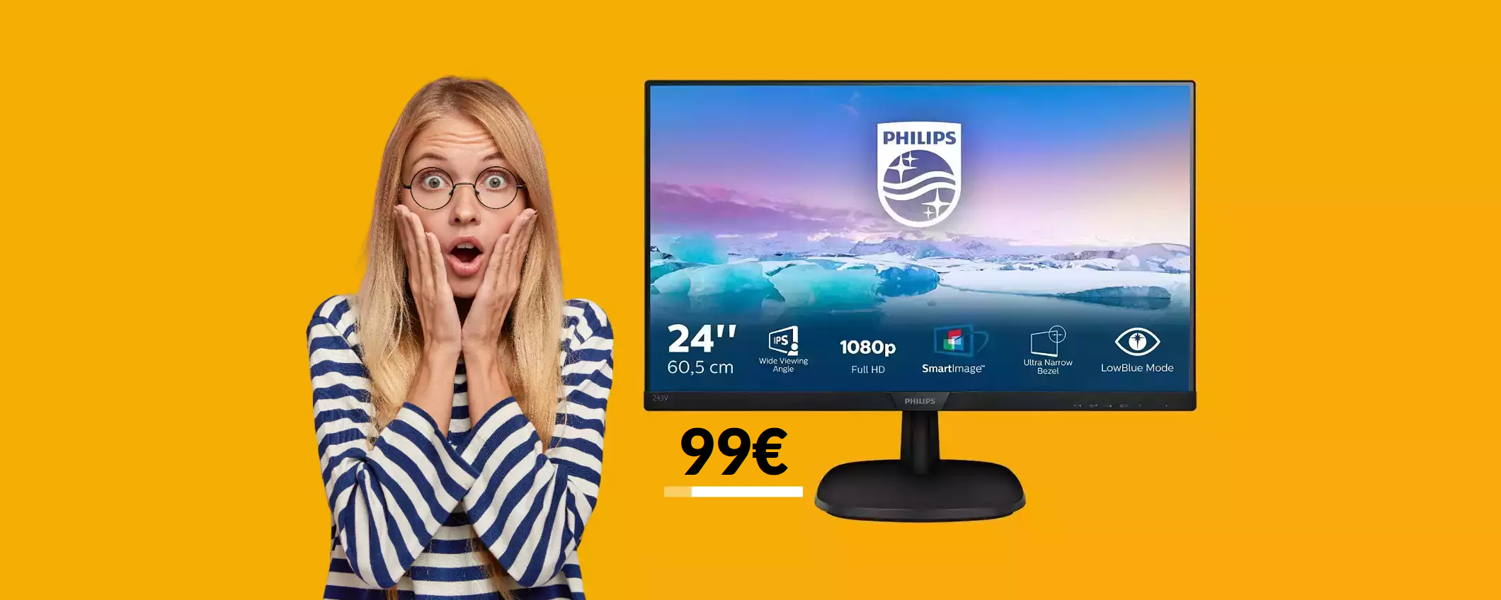 Monitor FullHD 24'' Philips: è un COLPACCIO assurdo a soli 99€