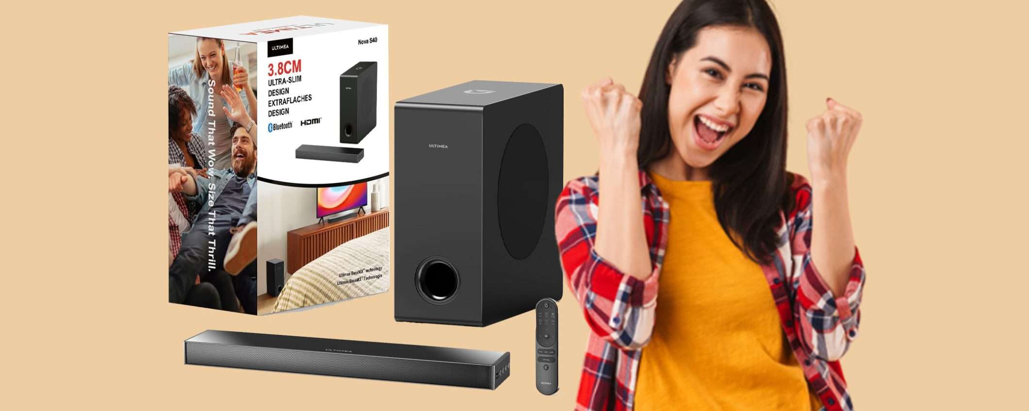 Potente Soundbar TV con Subwoofer: doppio sconto FOLLE (20%+coupon10€) Potente Soundbar TV con Subwoofer: doppio sconto FOLLE (20%+coupon10€)