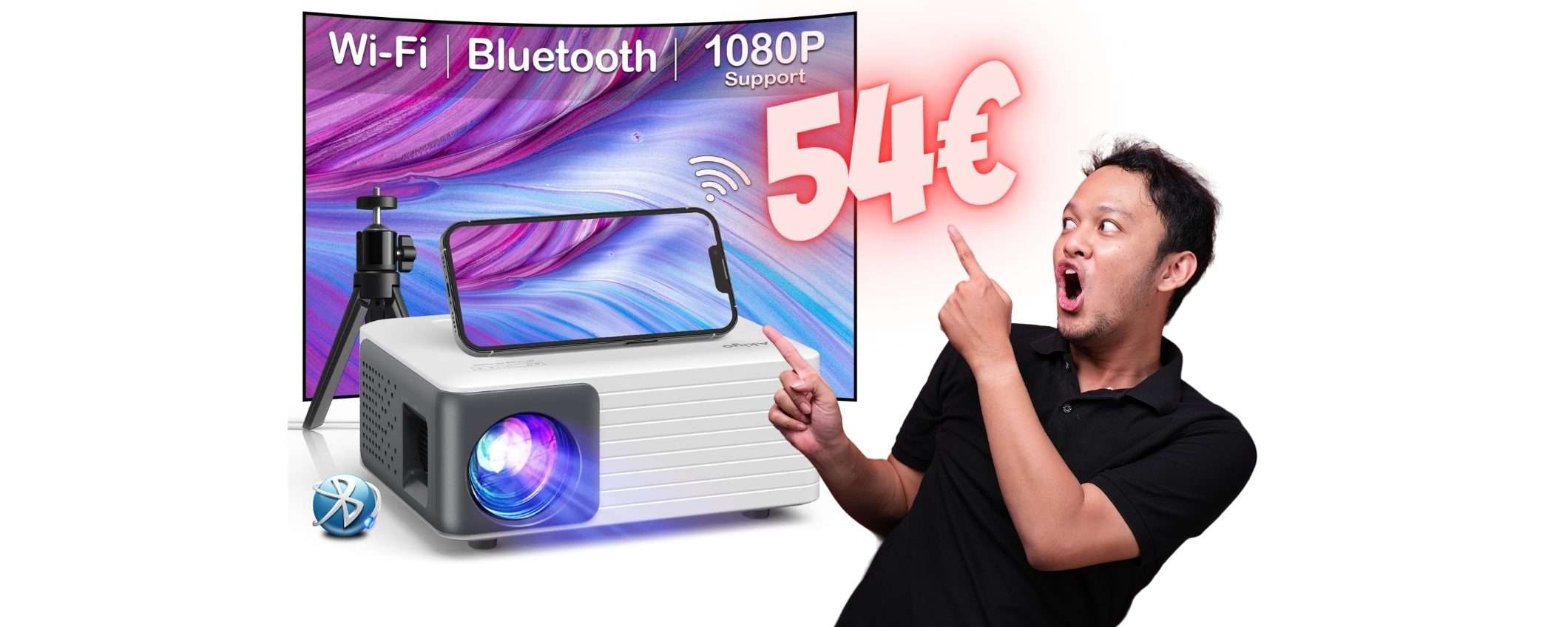 Proiettore portatile WiFi con treppiede: il CINEMA è a CASA TUA (54€) Proiettore portatile WiFi con treppiede: il CINEMA è a CASA TUA (54€)