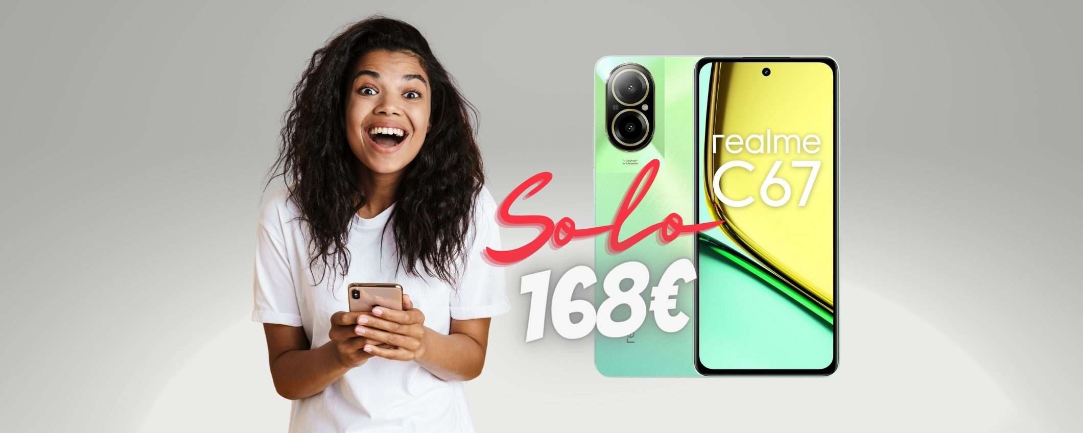 Realme C67 da 256GB, con fotocamera da 108MP, tuo a 71€ in MENO Realme C67 da 256GB, con fotocamera da 108MP, tuo a 71€ in MENO