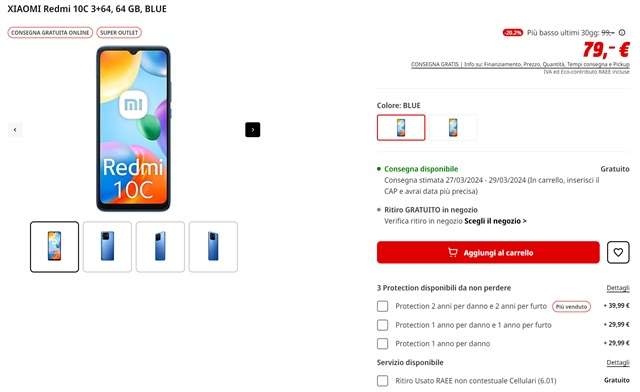 redmi 10c 79 euro mediaworld