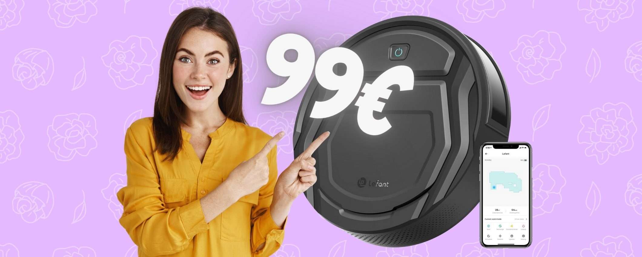 Robot aspirapolvere compatibile con i comandi vocali a soli 99€ Robot aspirapolvere compatibile con i comandi vocali a soli 99€