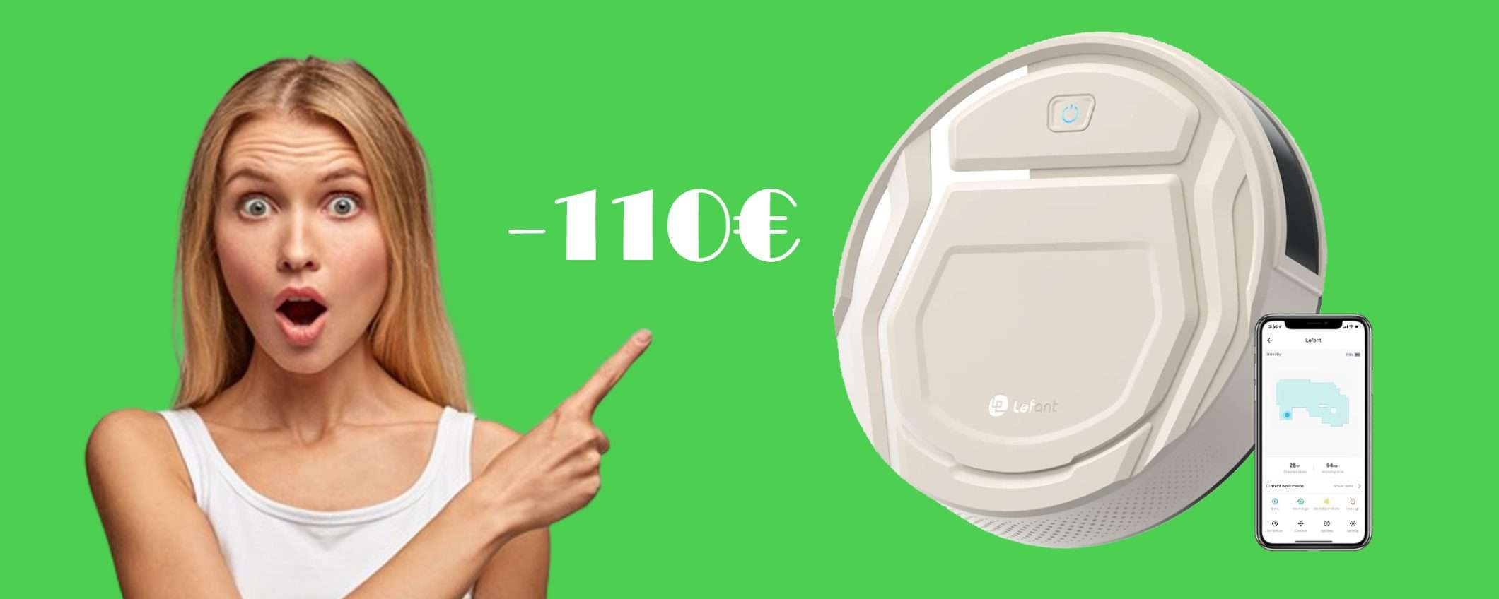 Robot aspirapolvere ultra sottile M210P: sconto coupon di 110€ Robot aspirapolvere ultra sottile M210P: sconto coupon di 110€