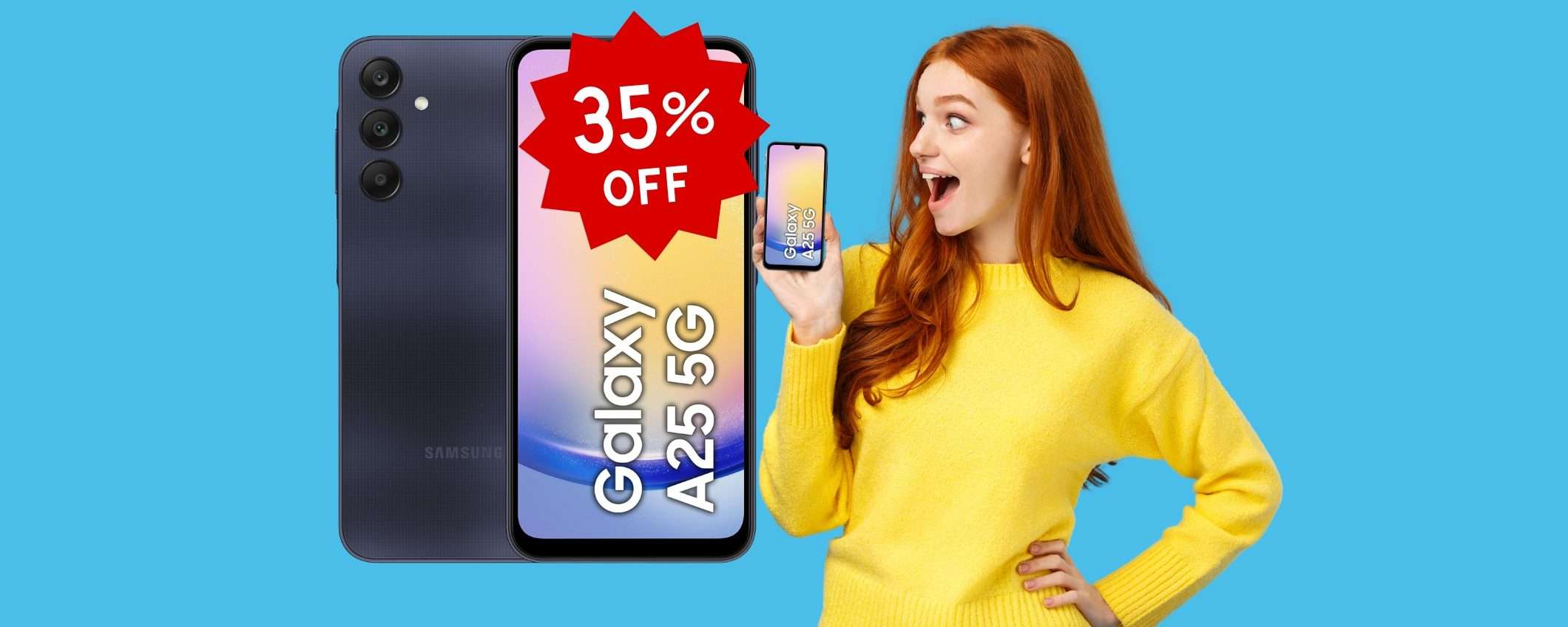 Samsung Galaxy A25 5G da 128GB con Android 14 al 35% di SCONTO Samsung Galaxy A25 5G da 128GB con Android 14 al 35% di SCONTO