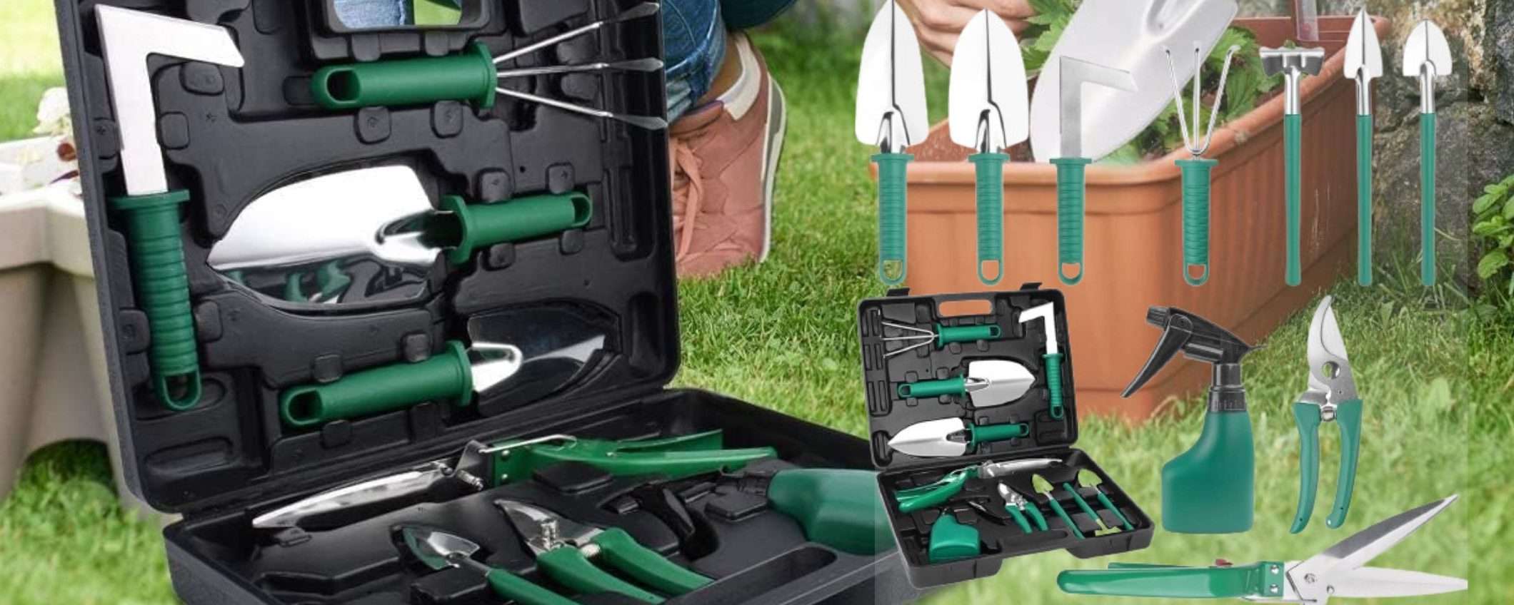 Mega kit da giardinaggio 10 in 1 a prezzo SHOCK su Amazon: custodia OMAGGIO