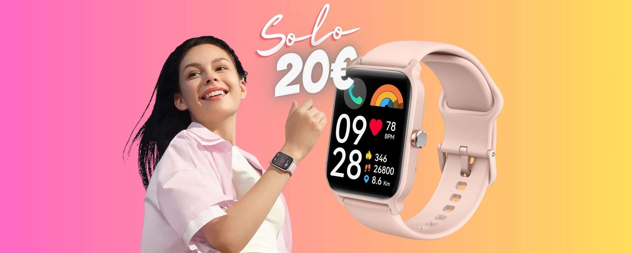 Smartwatch con 100 profili sport e microfono per chiamate a soli 20€ Smartwatch con 100 profili sport e microfono per chiamate a soli 20€