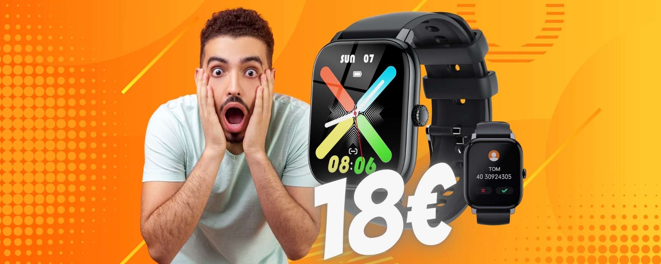 Smartwatch con microfono per chiamate e profili sportivi a soli 18€