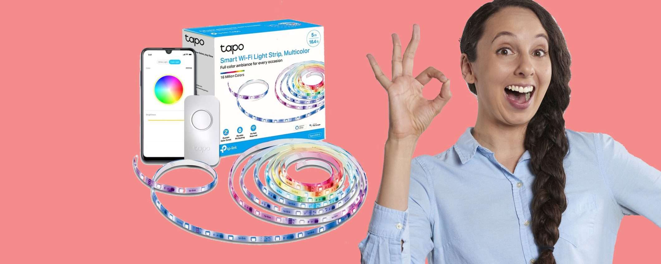 Striscia LED TP-Link Tapo da 5 metri con IP44 in SUPER sconto Striscia LED TP-Link Tapo da 5 metri con IP44 in SUPER sconto