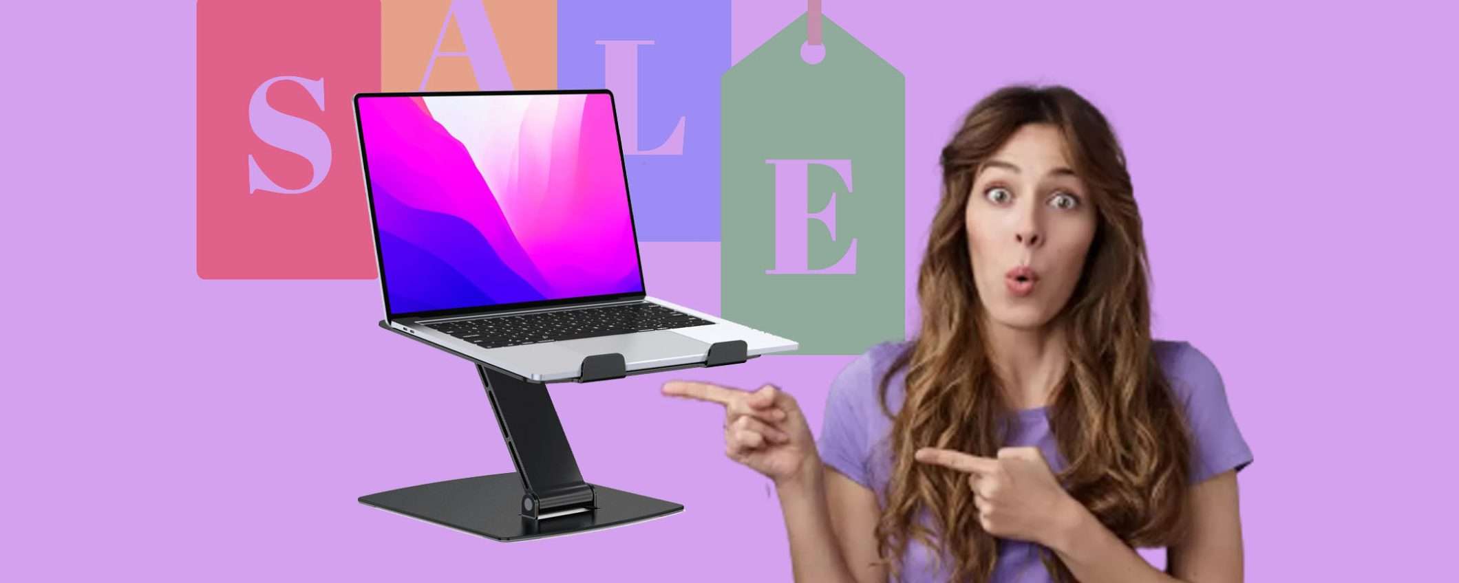 Supporto per laptop con 8 altezze regolabili in sconto SUPER Supporto per laptop con 8 altezze regolabili in sconto SUPER
