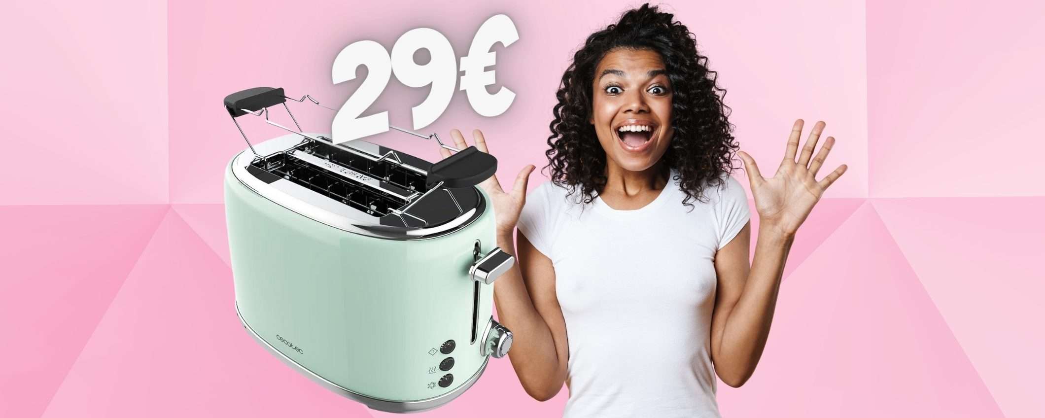 Tostapane Cecotec stile retrò con 2 fessure e 6 impostazioni a 29€