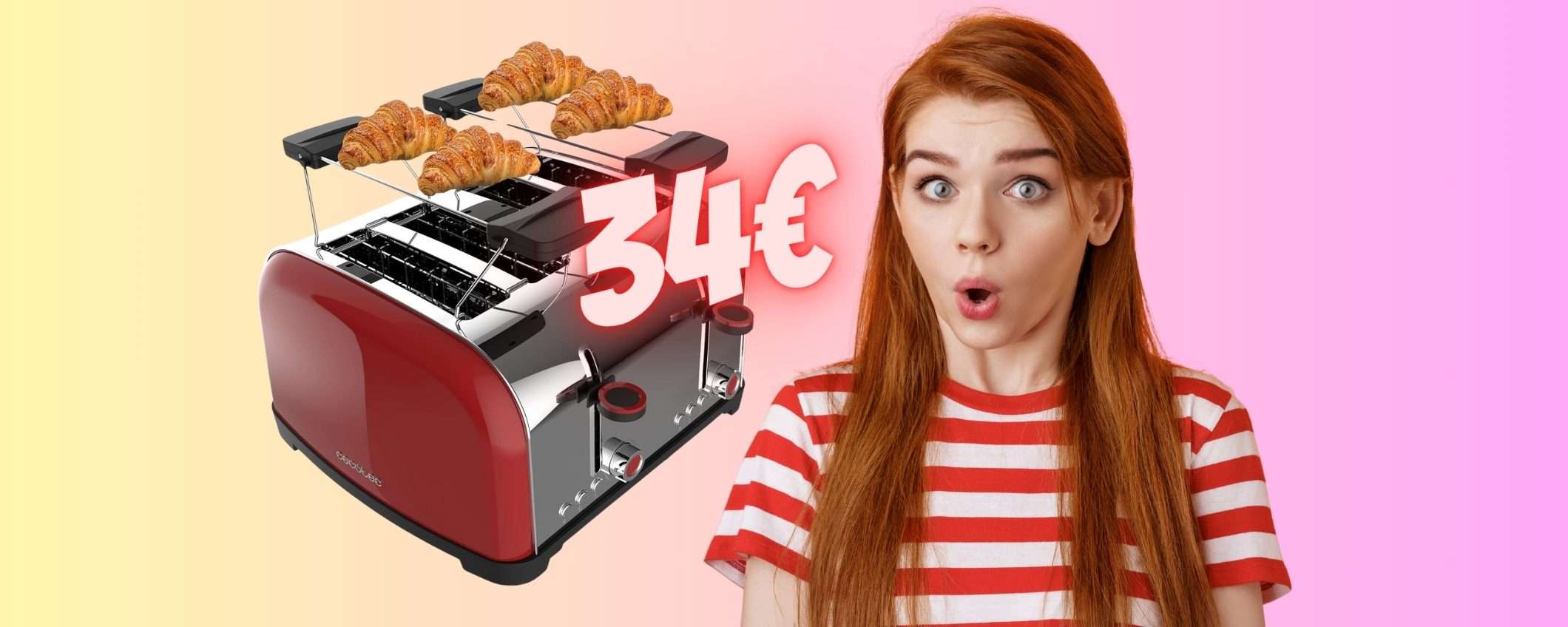 Tostapane con 4 fessure e 7 livelli di tostatura a soli 34€, WOW Tostapane con 4 fessure e 7 livelli di tostatura a soli 34€, WOW